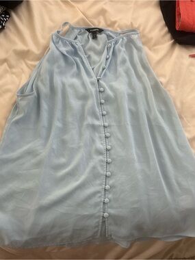 Express Pale Blue Sleeveless Button-Front Camisole